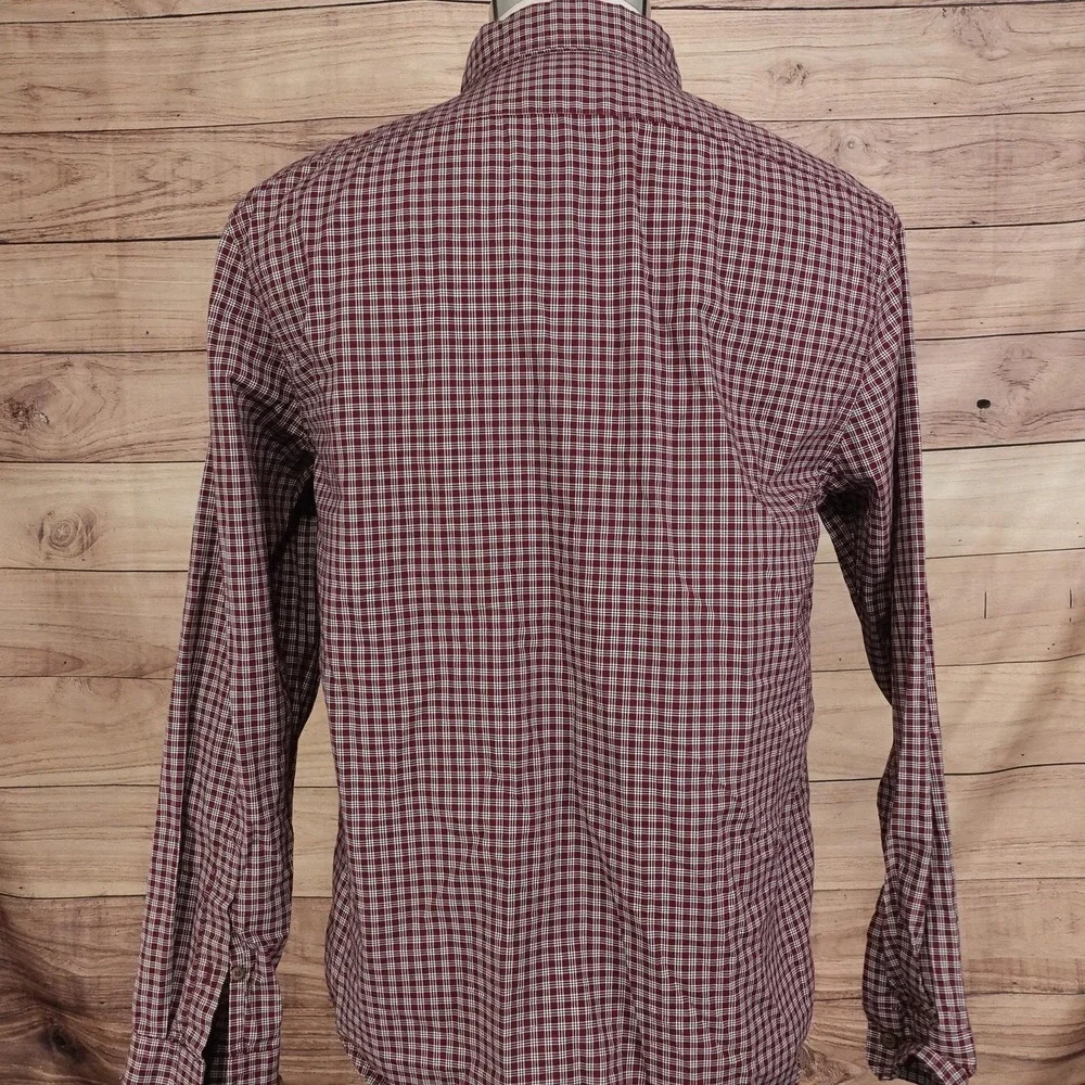 Banana Republic Shirt Mens M Red Check Long Sleeve Button-Up Slim Fit Cotton